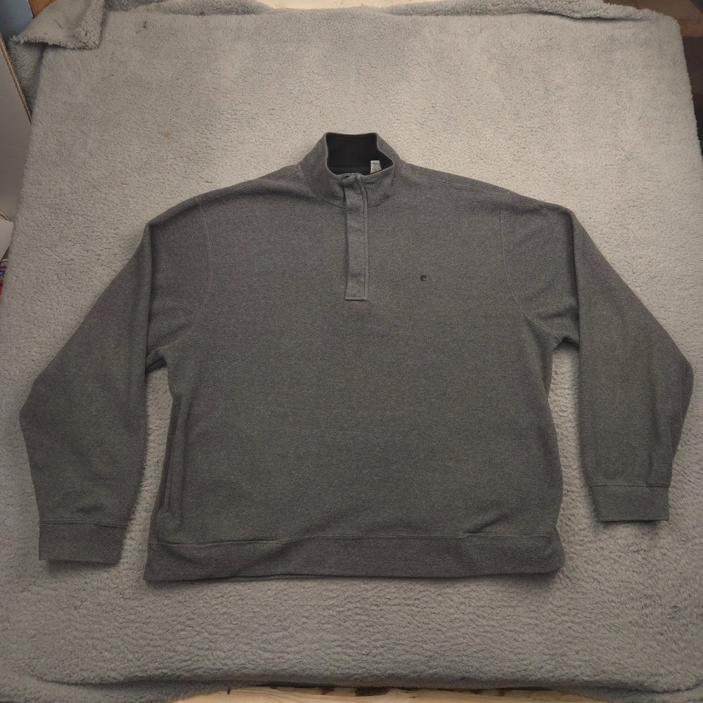 Pierre Cardin Mens XL Gray Fleece Quarter Zip Pullover‎ Sweater Casual Top
